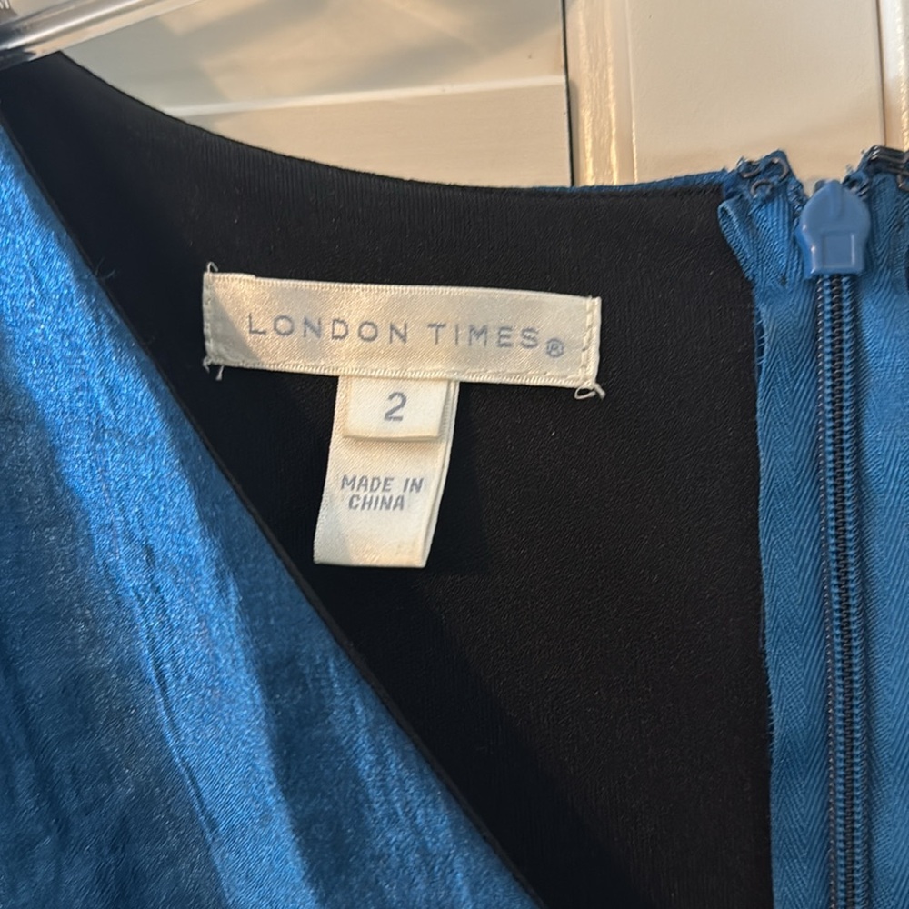 London Times Teal Layered Midi Dress Size 2 - Picture 2 of 4